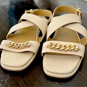 Michael Kors sandals with gold chain embellishments